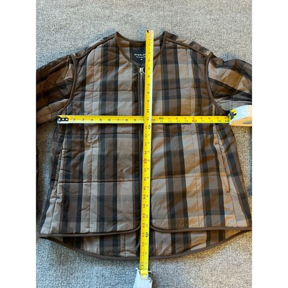 Everlane PRIMALOFT Women Brown Plaid Cotton Lined Full Zip Cozy Puffer Jacket XS - Picture 11 of 13
